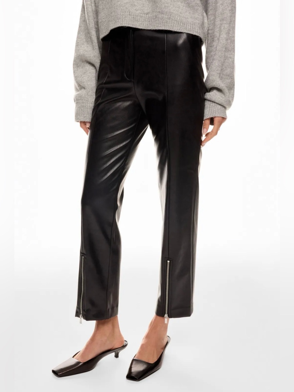 Derek Lam Collective Faux Vegan Leather Zipper Hem Pants - Black 16 / XL EUC